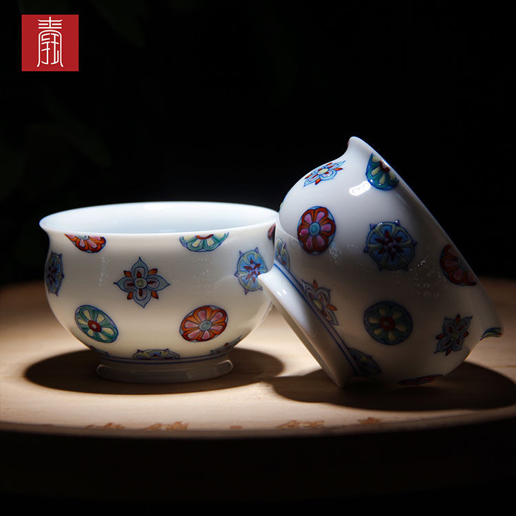 景德钰青•主人杯【皮球花】