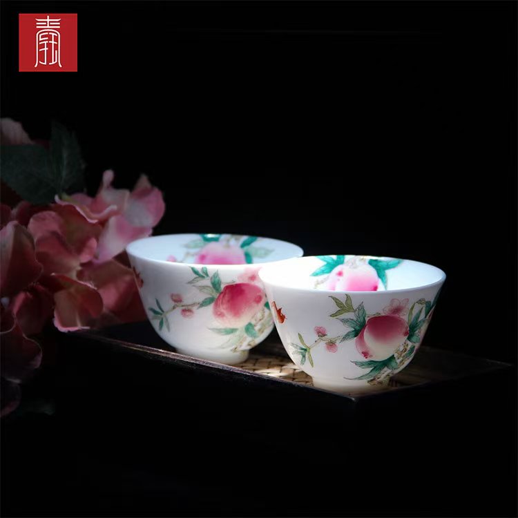 景德钰青•主人杯【内外绘桃之夭夭】