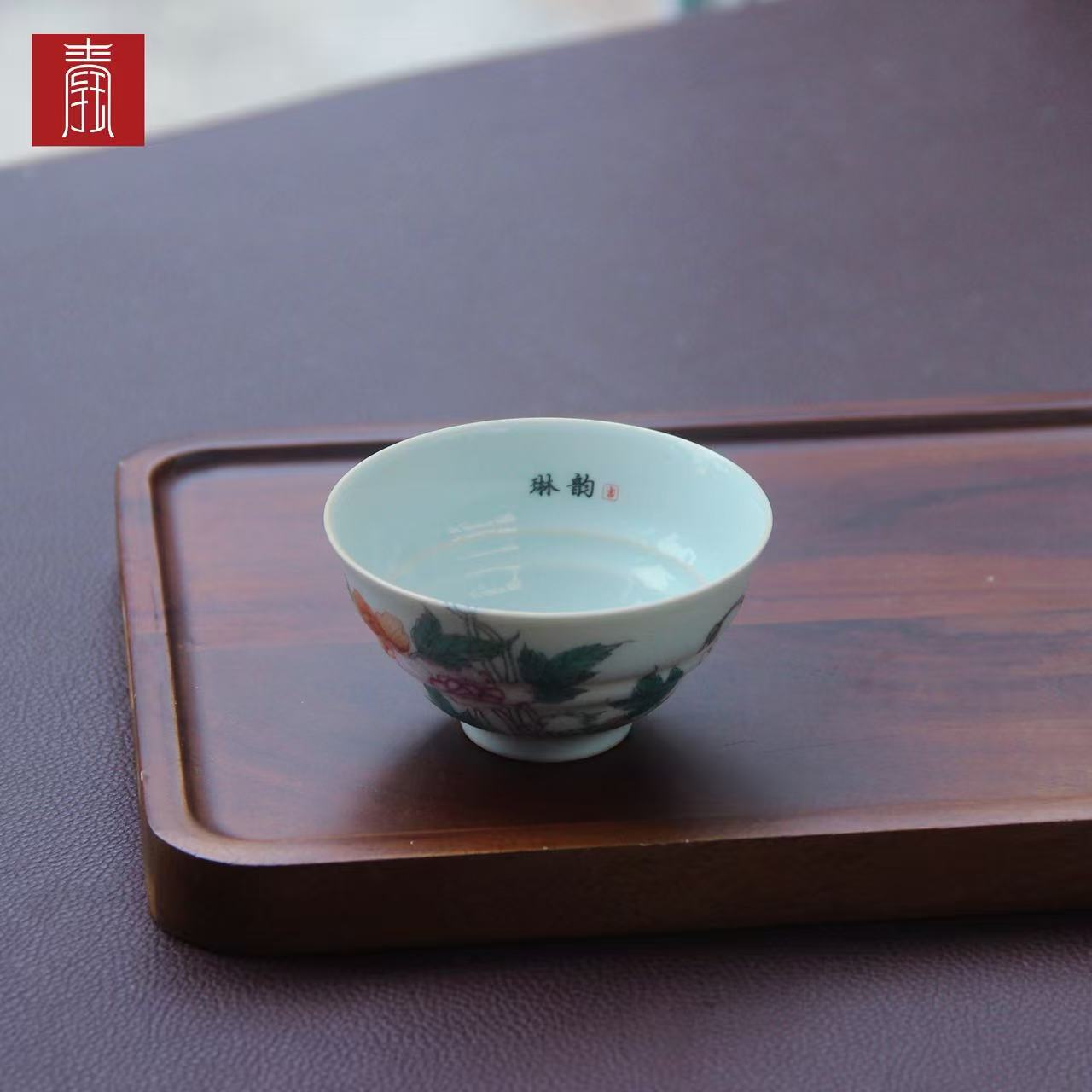 景德钰青 •私人定制【虞美人双飞蝶主人杯】