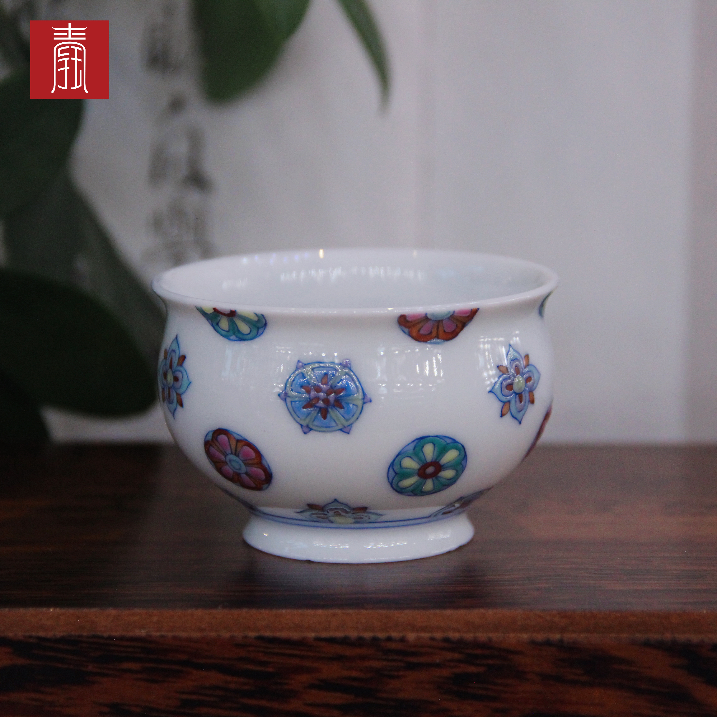 景德钰青•主人杯【皮球花】