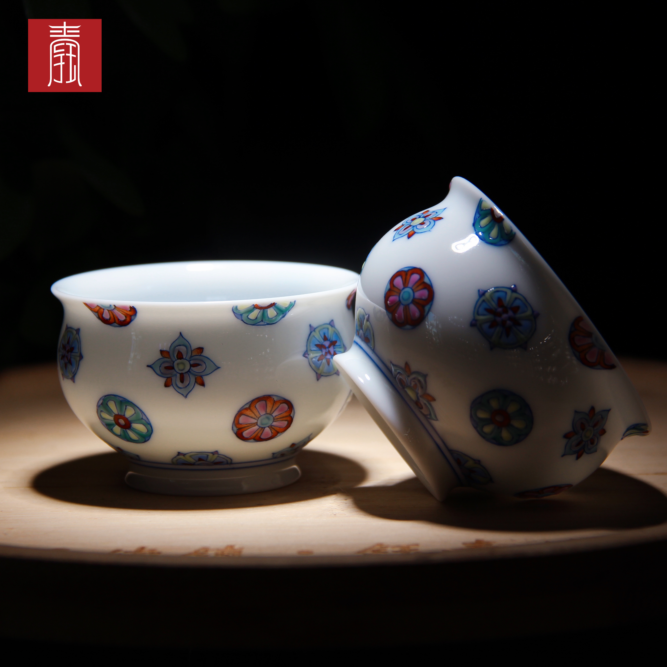 景德钰青•主人杯【皮球花】