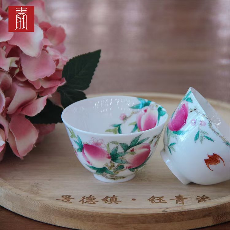 景德钰青•主人杯【内外绘桃之夭夭】