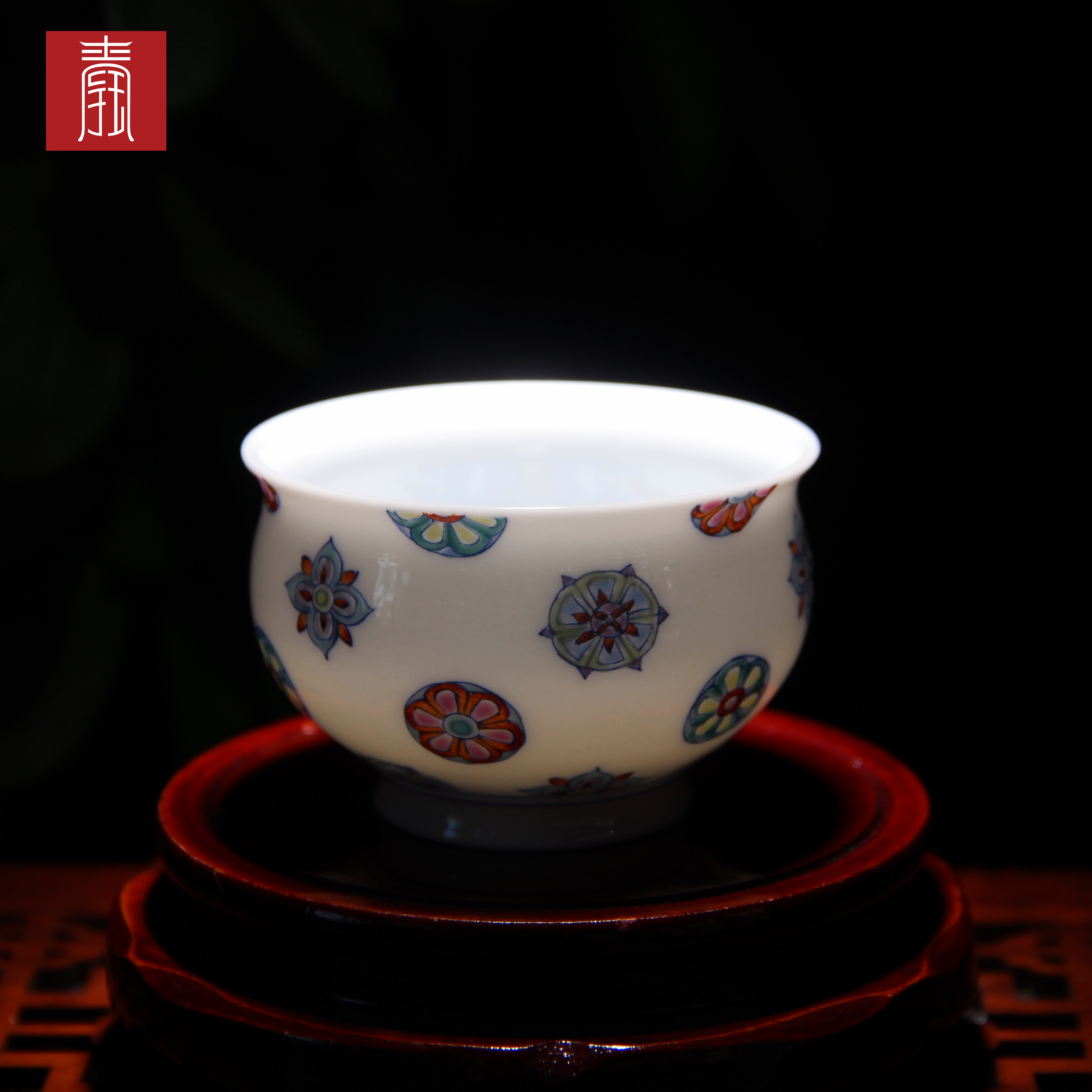 景德钰青•主人杯【皮球花】