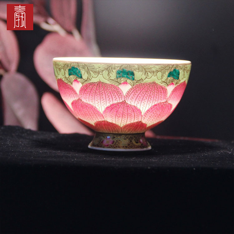 景德钰青•掐丝珐琅彩杯【莲花】