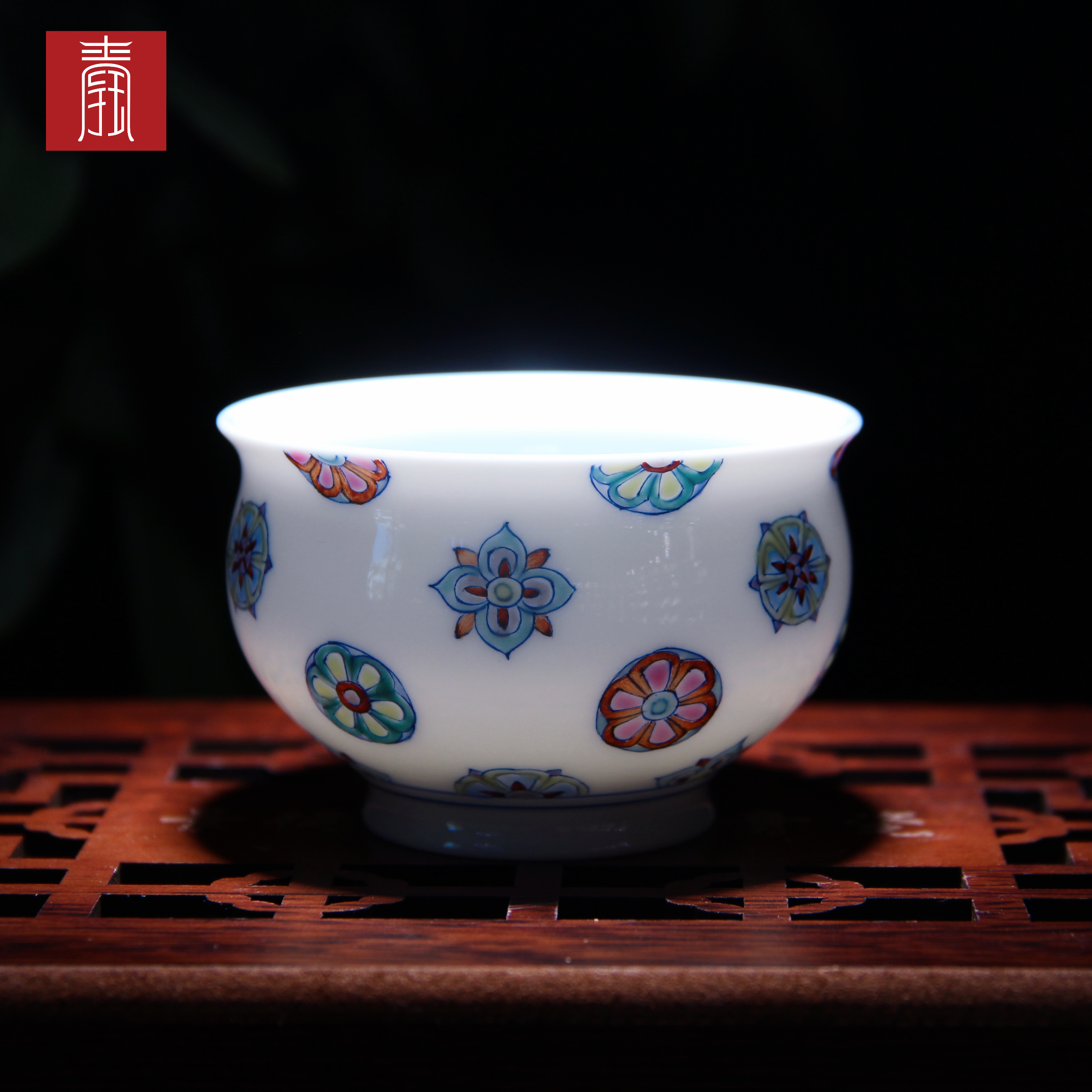 景德钰青•主人杯【皮球花】