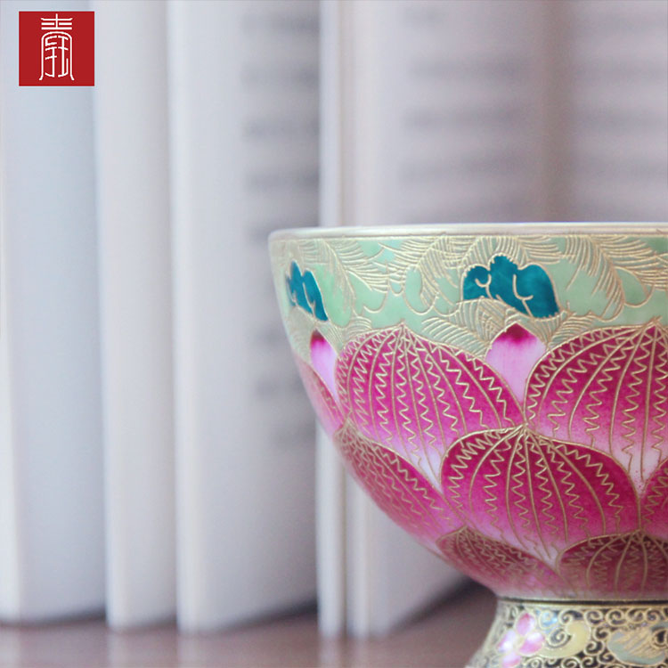 景德钰青•掐丝珐琅彩杯【莲花】