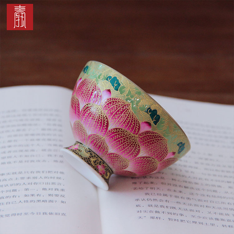 景德钰青•掐丝珐琅彩杯【莲花】