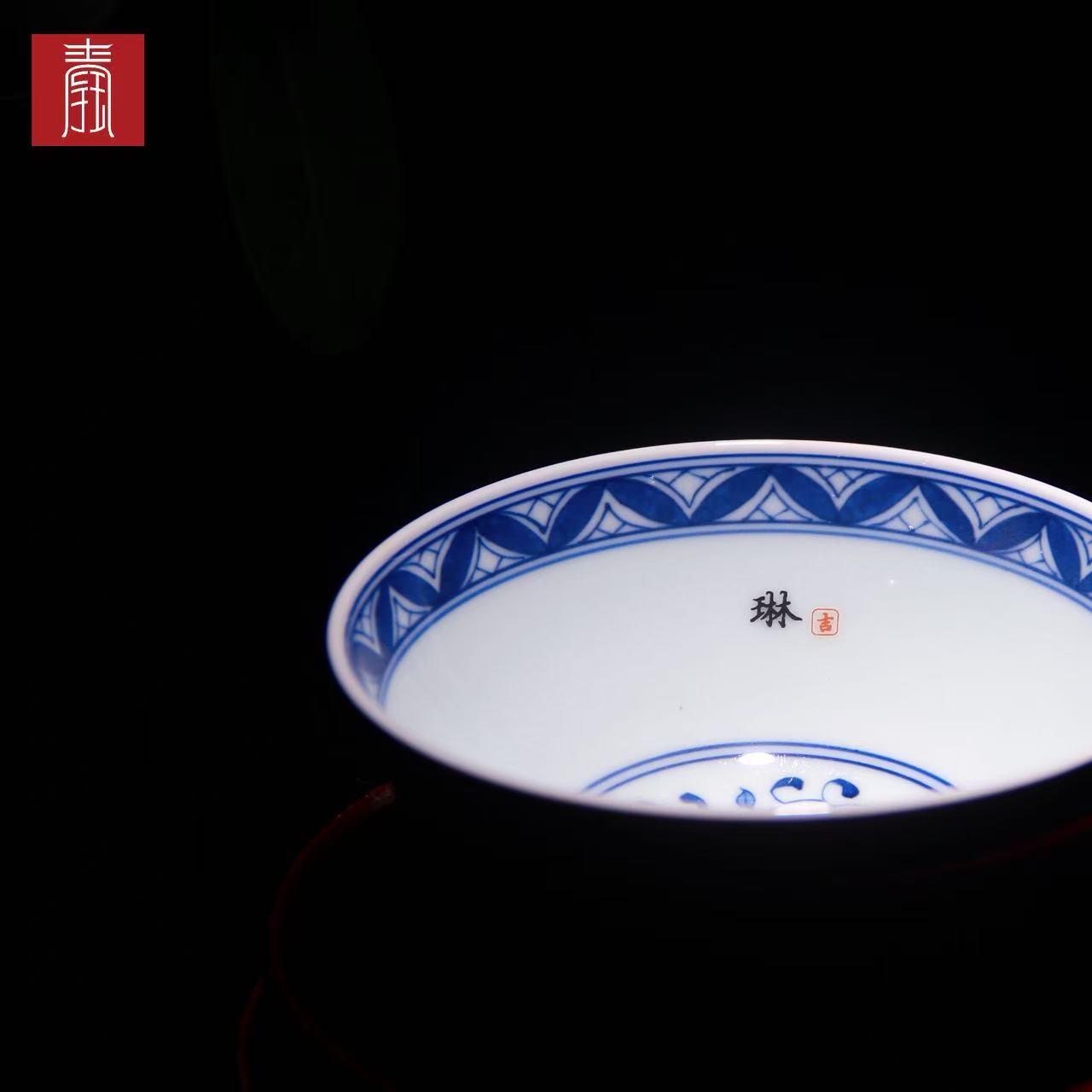 景德钰青 •私人定制【如意纹青花主人杯】