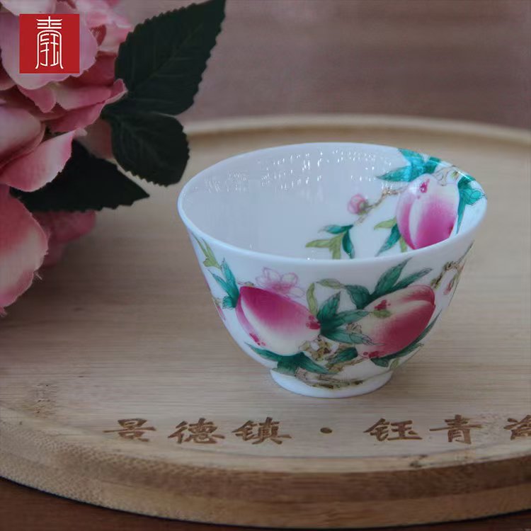 景德钰青•主人杯【内外绘桃之夭夭】