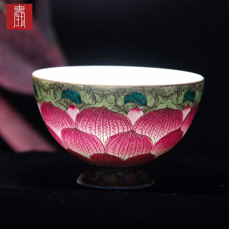 景德钰青•掐丝珐琅彩杯【莲花】