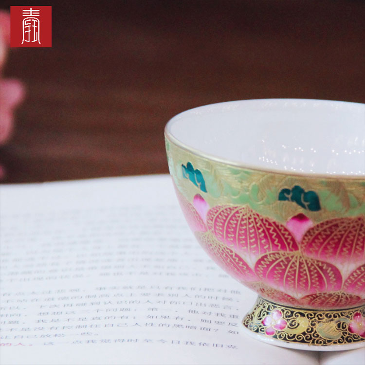 景德钰青•掐丝珐琅彩杯【莲花】