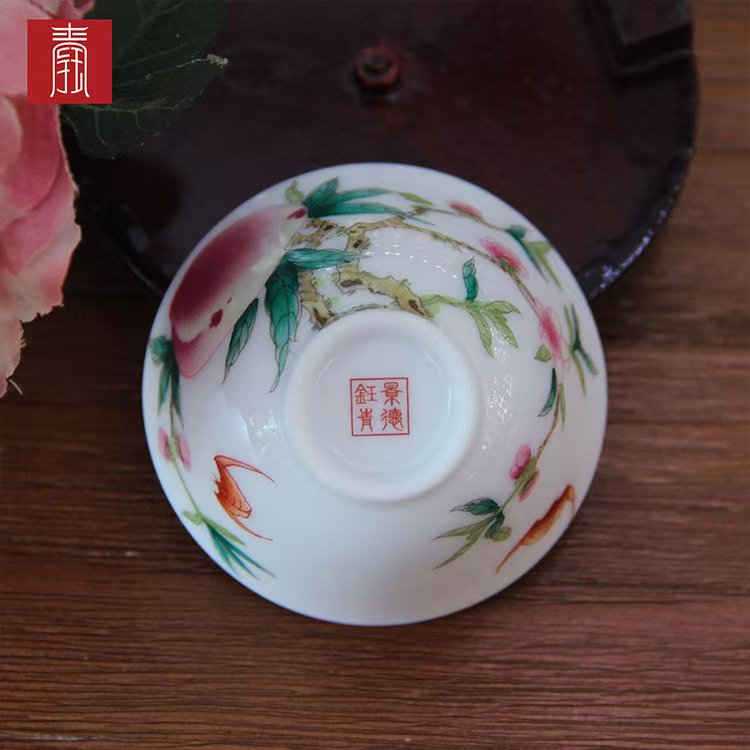 景德钰青•主人杯【内外绘桃之夭夭】