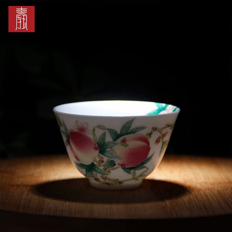 景德钰青•主人杯【内外绘桃之夭夭】