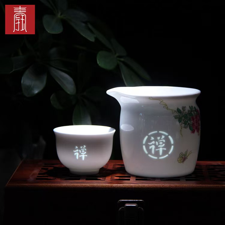 景德钰青 ·【紫藤花 禅钰玲珑茶器】