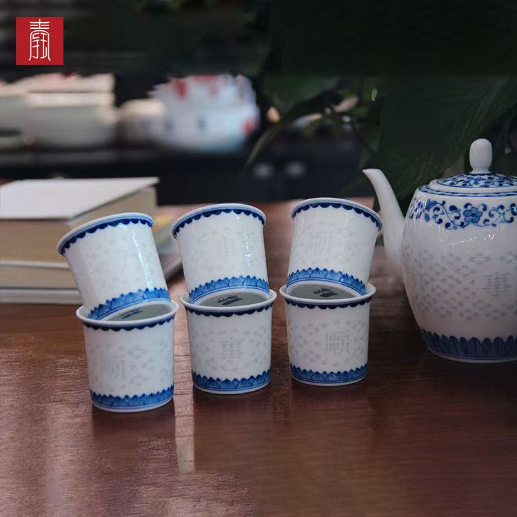 景德钰青 ·手绘茶具【万事顺钰】