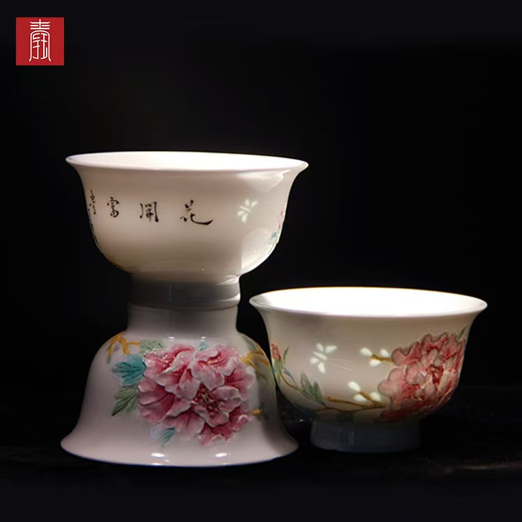 景德钰青 ·手绘茶具【富贵牡丹】