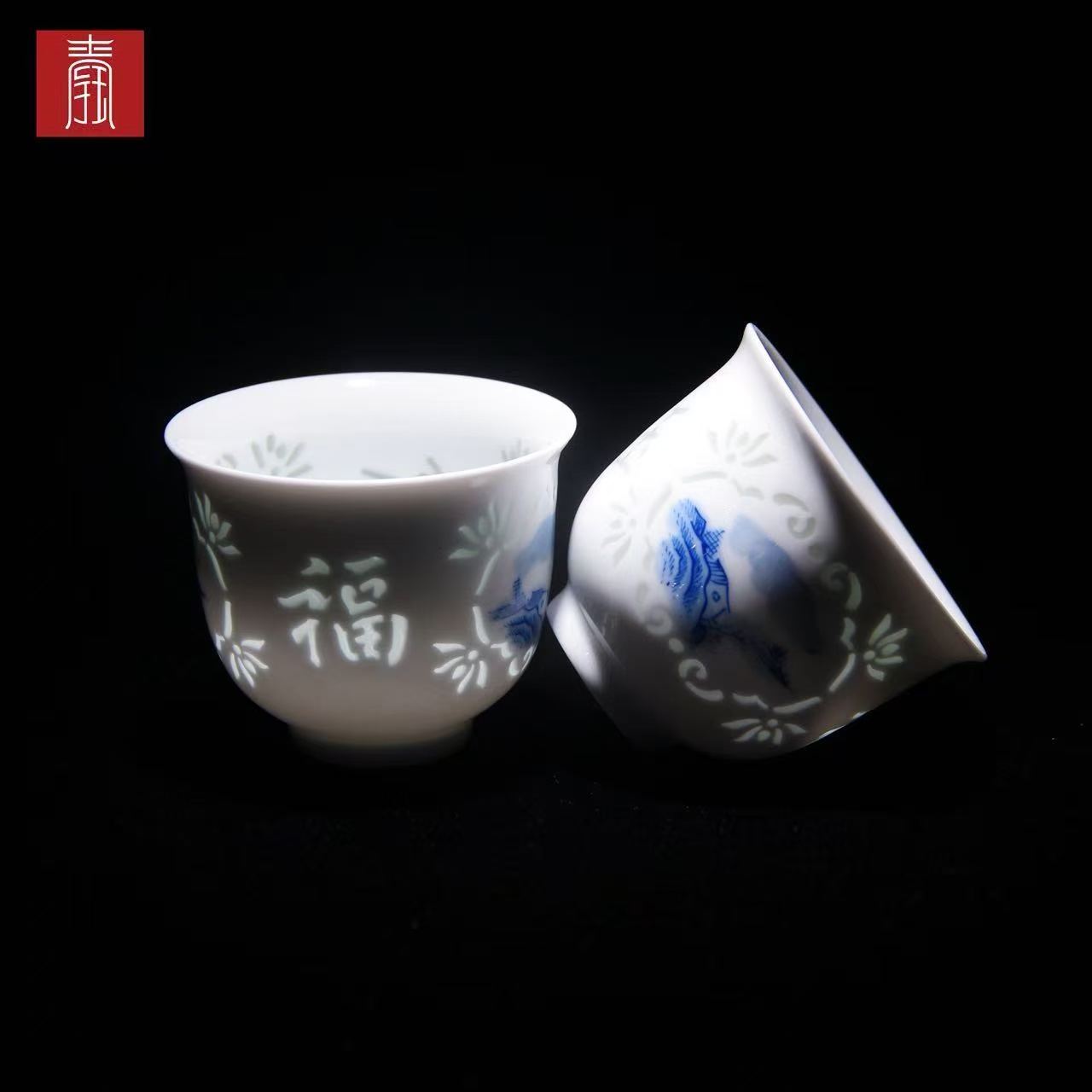 景德钰青 ·手绘茶具【福满乾坤】