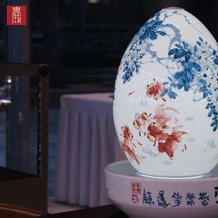 景德钰青·财源滚滚流水瓶【金玉满堂】