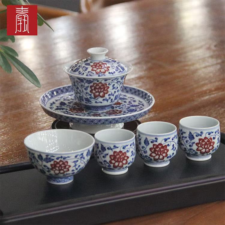 景德钰青•高品【青花釉里红缠枝莲 】