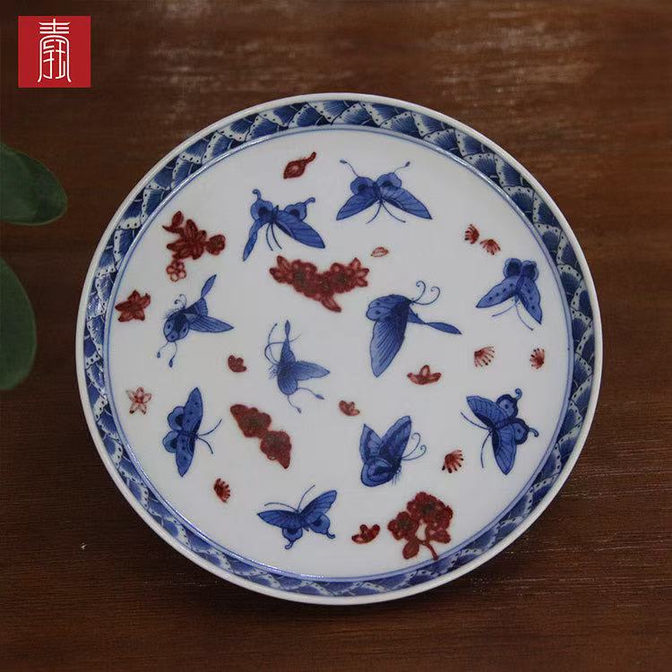 景德钰青•高品【青花釉里红蝶恋花】