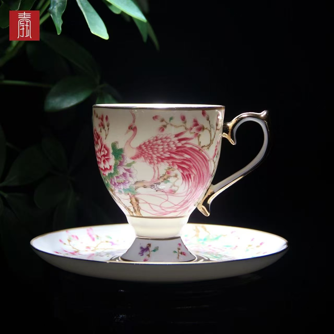 景德钰青 •【雀翎映丹盏·白】高脚咖啡杯