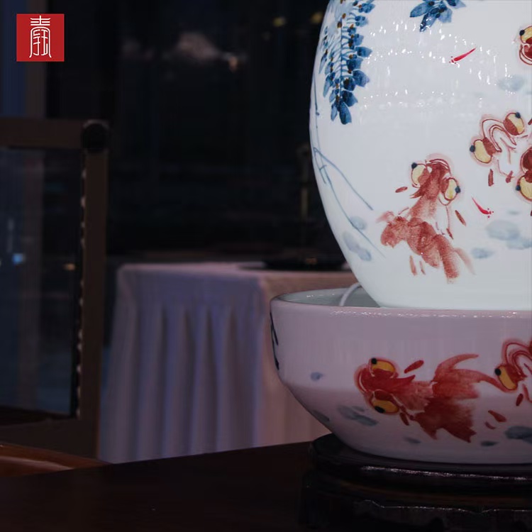 景德钰青·财源滚滚流水瓶【金玉满堂】