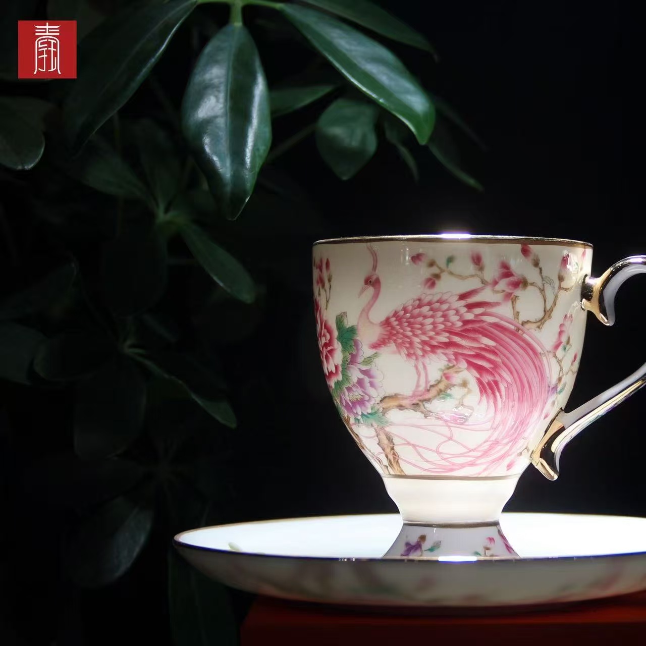 景德钰青 •【雀翎映丹盏·白】高脚咖啡杯