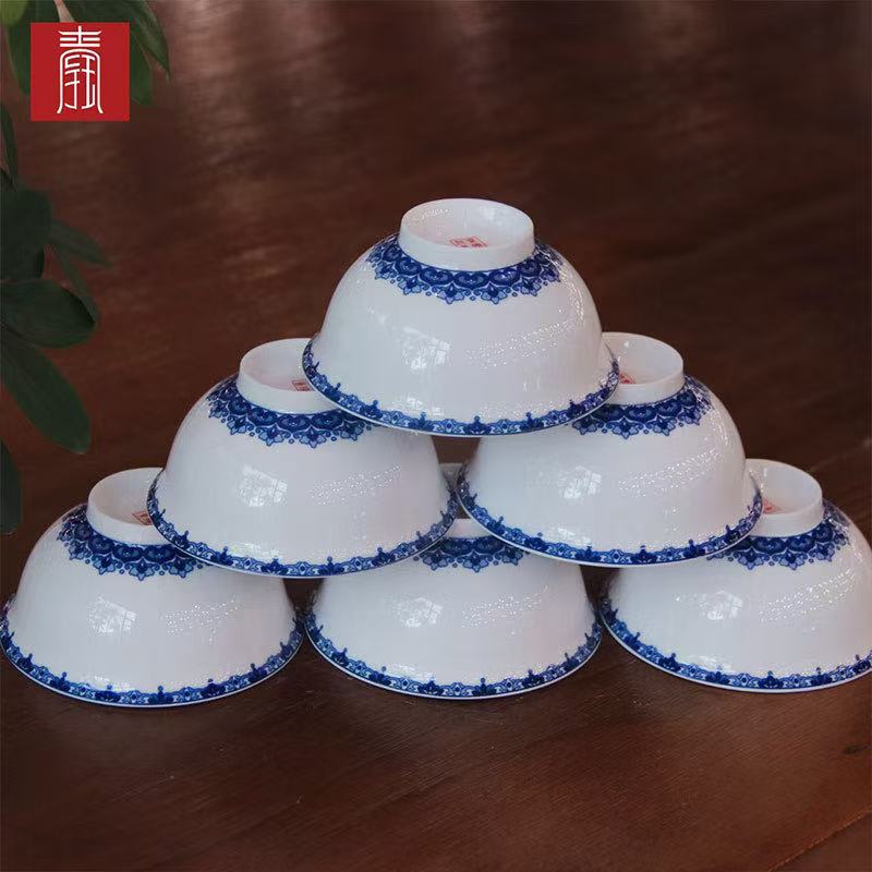 景德钰青•六六顺饭碗【富贵吉祥】