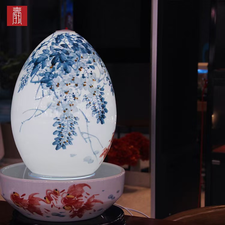 景德钰青·财源滚滚流水瓶【金玉满堂】