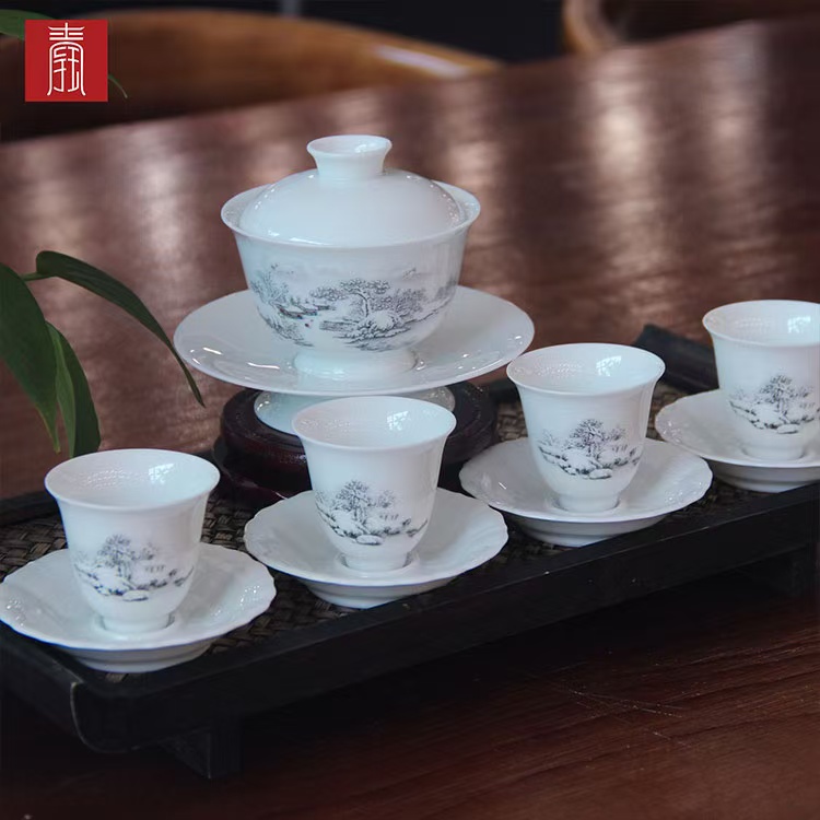景德钰青•【白瓷•瑞雪丰年茶具】