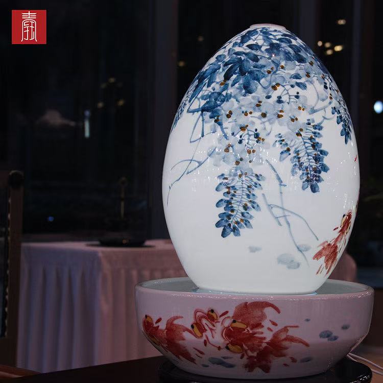 景德钰青·财源滚滚流水瓶【金玉满堂】