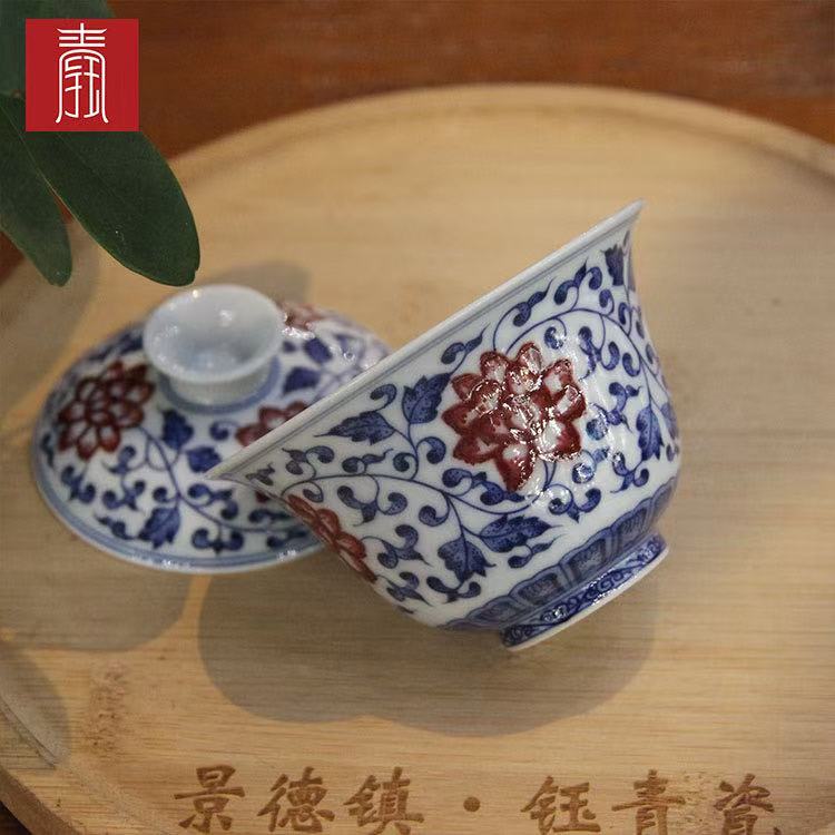 景德钰青•高品【青花釉里红缠枝莲 】