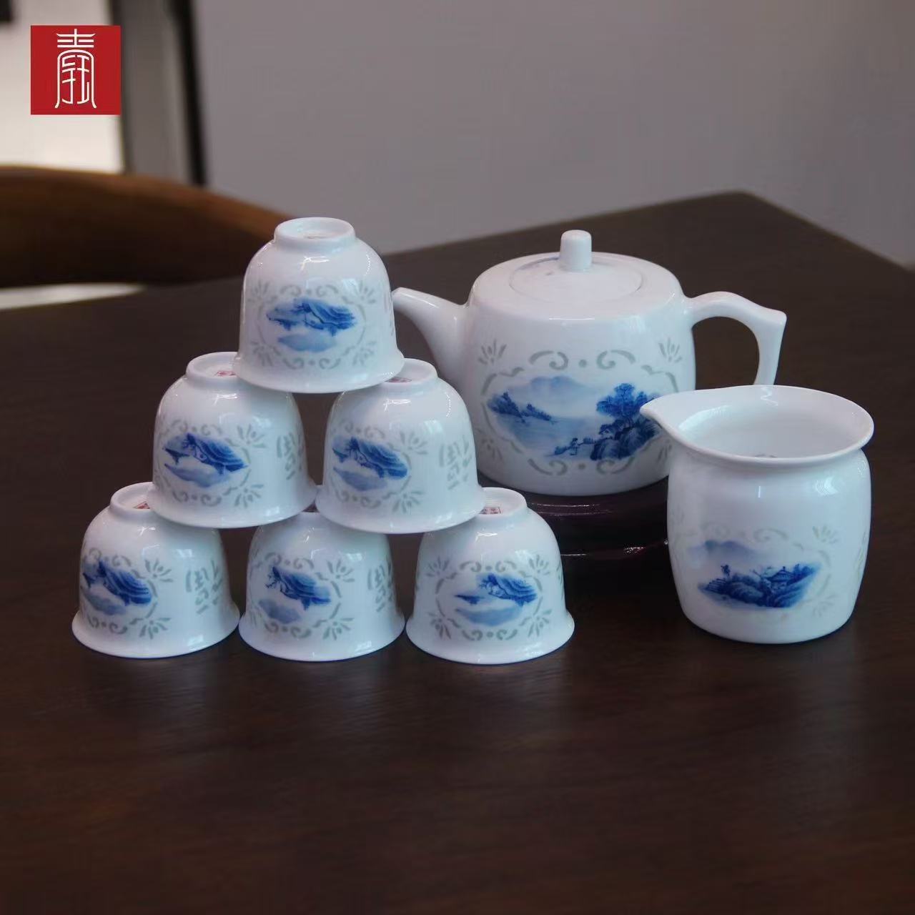 景德钰青 ·手绘茶具【福满乾坤】