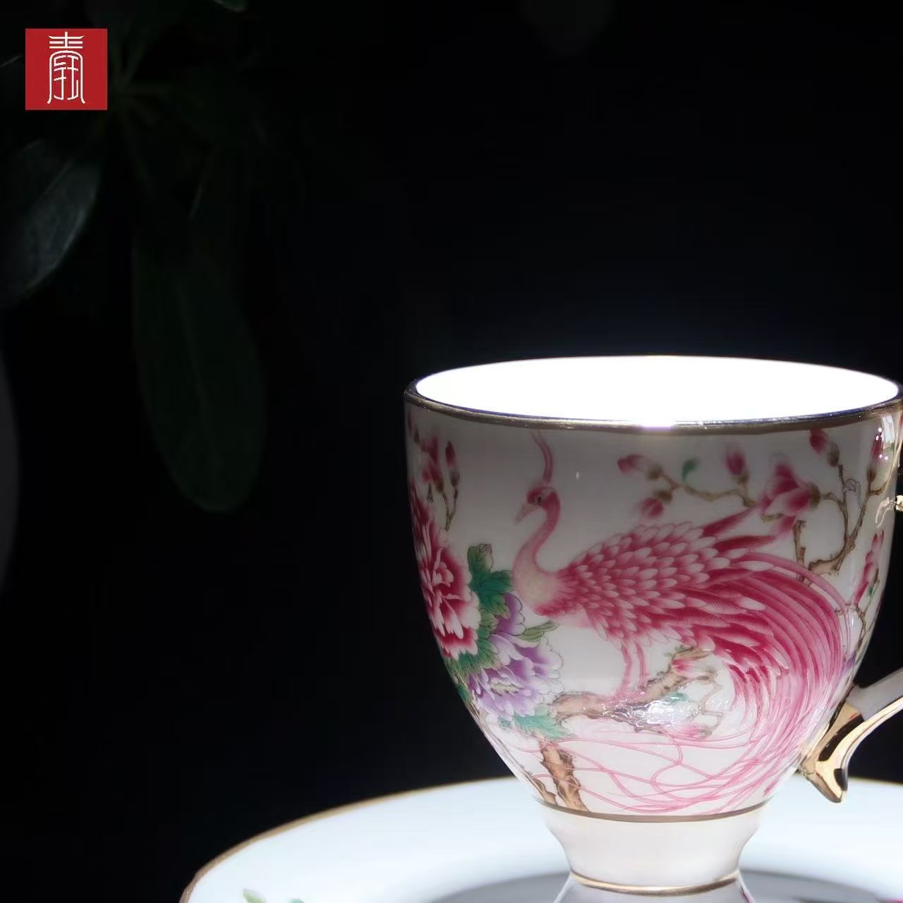 景德钰青 •【雀翎映丹盏·白】高脚咖啡杯