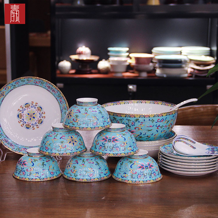 景德钰青•MINI餐具【珐琅彩湖蓝】