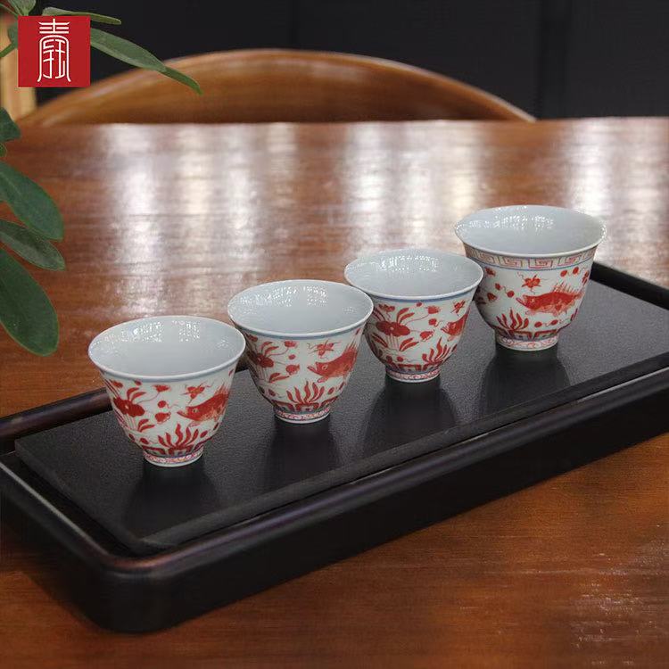 景德钰青•高品【釉里红鱼藻纹 】