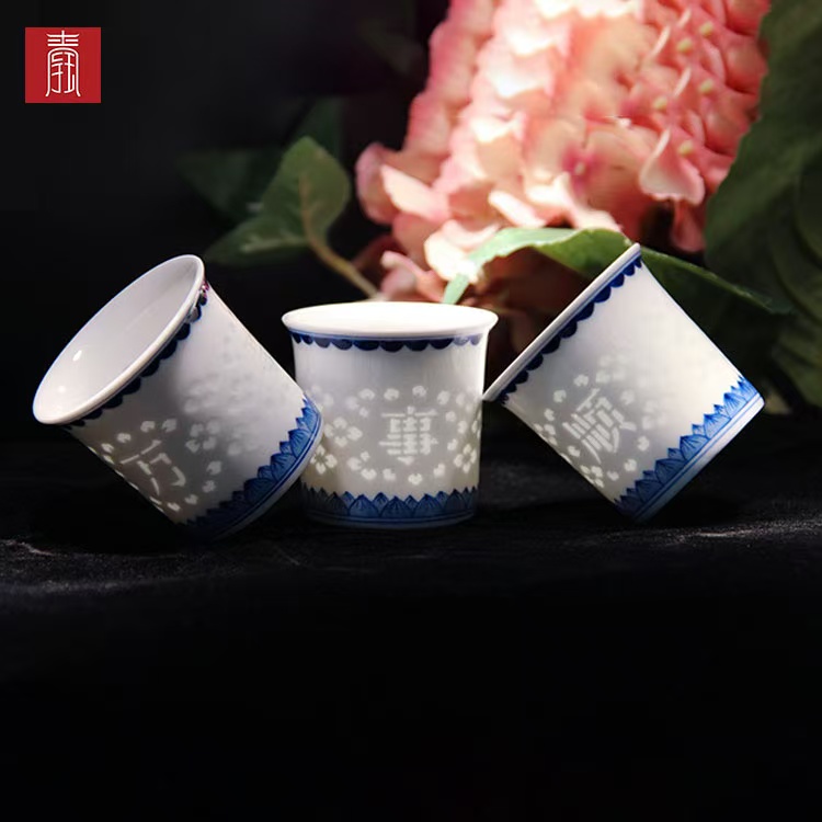 景德钰青 ·手绘茶具【万事顺钰】