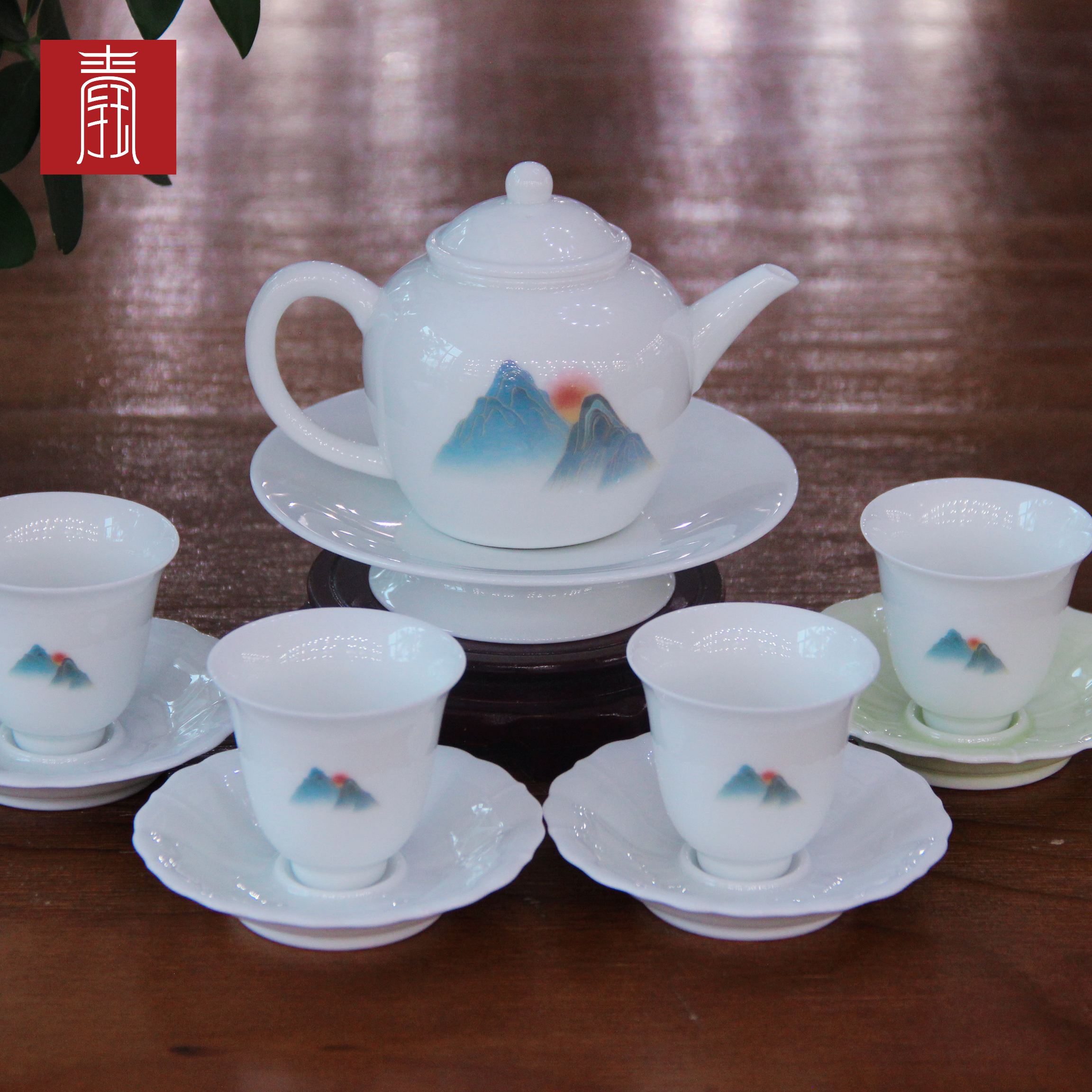 景德钰青•【白瓷观山茶器】